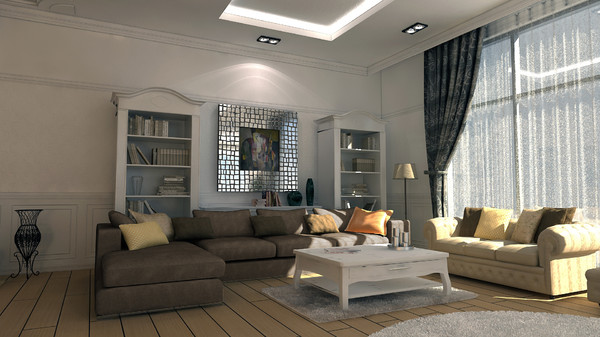 3d saloon fireplace sofas model - Salon with Fireplace by solarseas